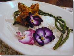 Orange Peel Beef, Chinese Long Beans and flowers
